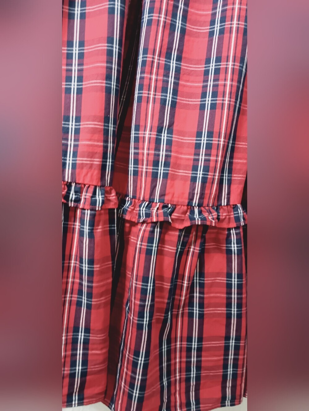 DRAPR JAMES Red Plaid Smocked Midi Dress  Size L - Picture 8 of 12